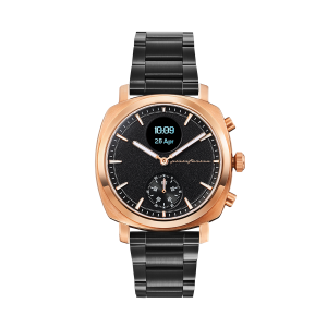 Pininfarina SENSO – Rose gold case, black dial and black strap – Dark grey metal band