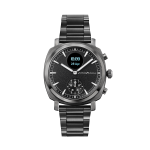 Pininfarina SENSO – Light grey case, black dial and black strap – Light grey metal band