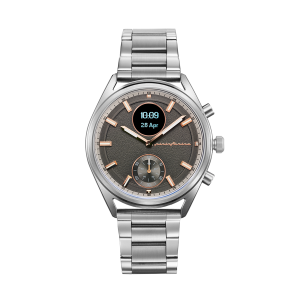 Pininfarina SINTESI - Silver case, grey dial and black strap - Steel metal band