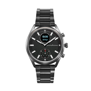 Pininfarina SINTESI - Dark grey case, black dial and black strap - Dark grey metal band