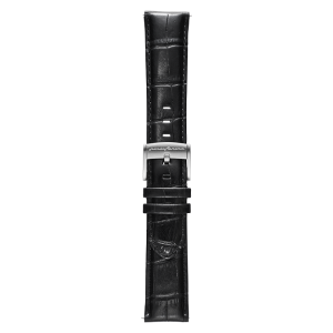 PININFARINA GENUINE ITALIAN LEATHER 22MM WATCH STRAP – Dressy Black WITH STEEL BUCKLE Steel Buckle
