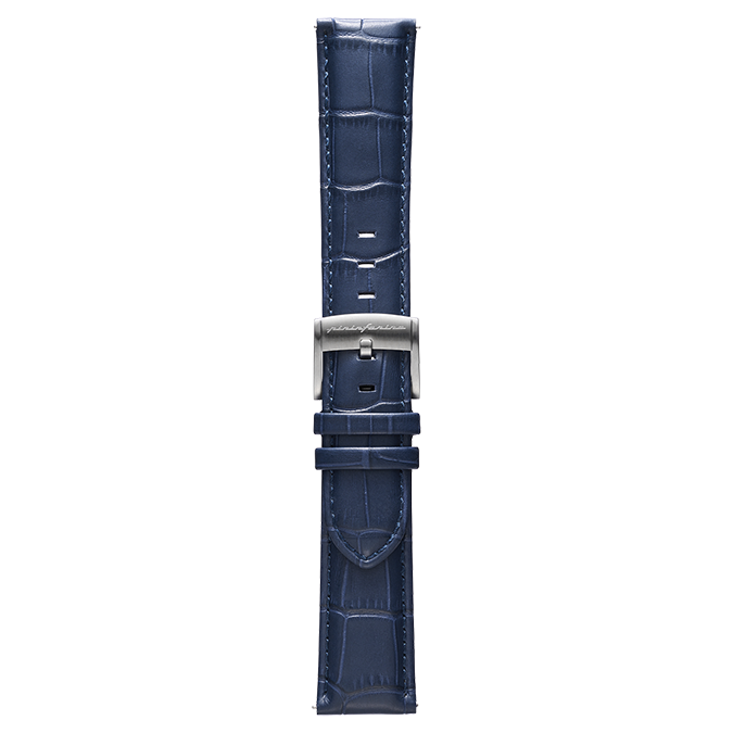 PININFARINA GENUINE ITALIAN LEATHER 22MM WATCH STRAP – Dressy Dark blue WITH STEEL BUCKLE Steel Buckle