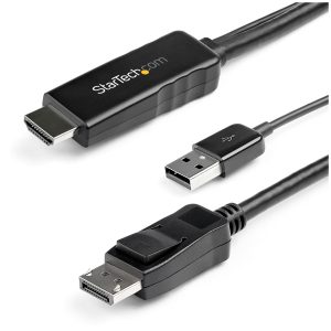 StarTech.com Cavo adattatore da HDMI a DisplayPort da 2 m – 4K 30Hz – M/M – Cavo convertitore attivo da HDMI 1.4 a DP 1.2 con audio – Alimentazione USB – Mac e Windows – Laptop HDMI to DP Display – nuovo