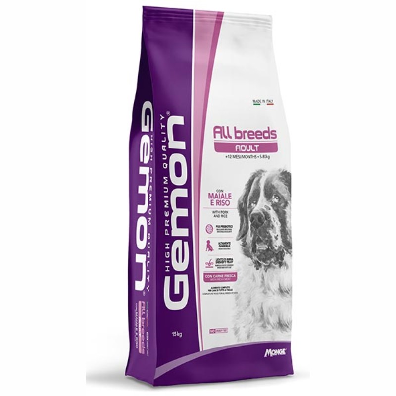 Gemon All Breeds Adult con Maiale e Riso per Cane - 15 Kg
