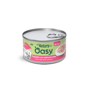 Oasy Natury Soft Jelly Tonnetto con Salmone rosa per Gatti – 85 g, 12 pezzi