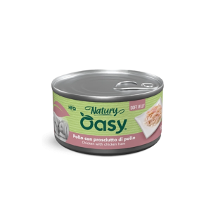 Oasy Natury Soft Jelly Pollo e Prosciutto per Gatti – 150 g, Singola
