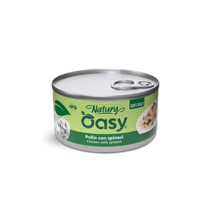 Oasy Natury Soft Jelly Pollo con Spinaci per Gatti 150g – 150 g, Singola