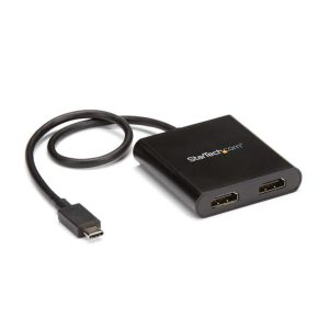 StarTech.com Adattatore da USB-C a doppio HDMI, Hub MST multi monitor USB Type-C, doppio estensore/splitter HDMI 4K 30Hz per laptop, HDR, cavo integrato extra-lungo – Solo per Windows – nuovo