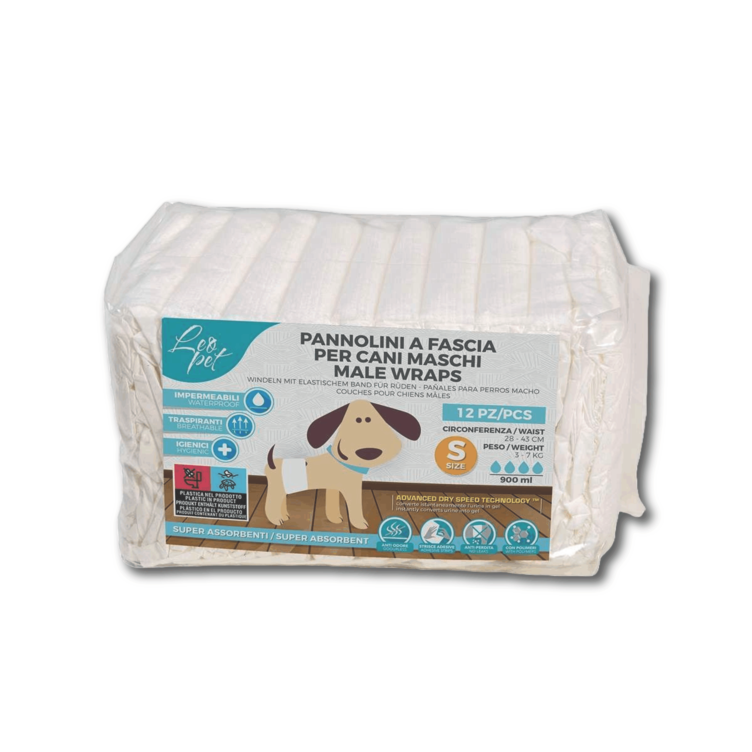 LeoPet Pannolini a Fascia per Cani Maschi - S
