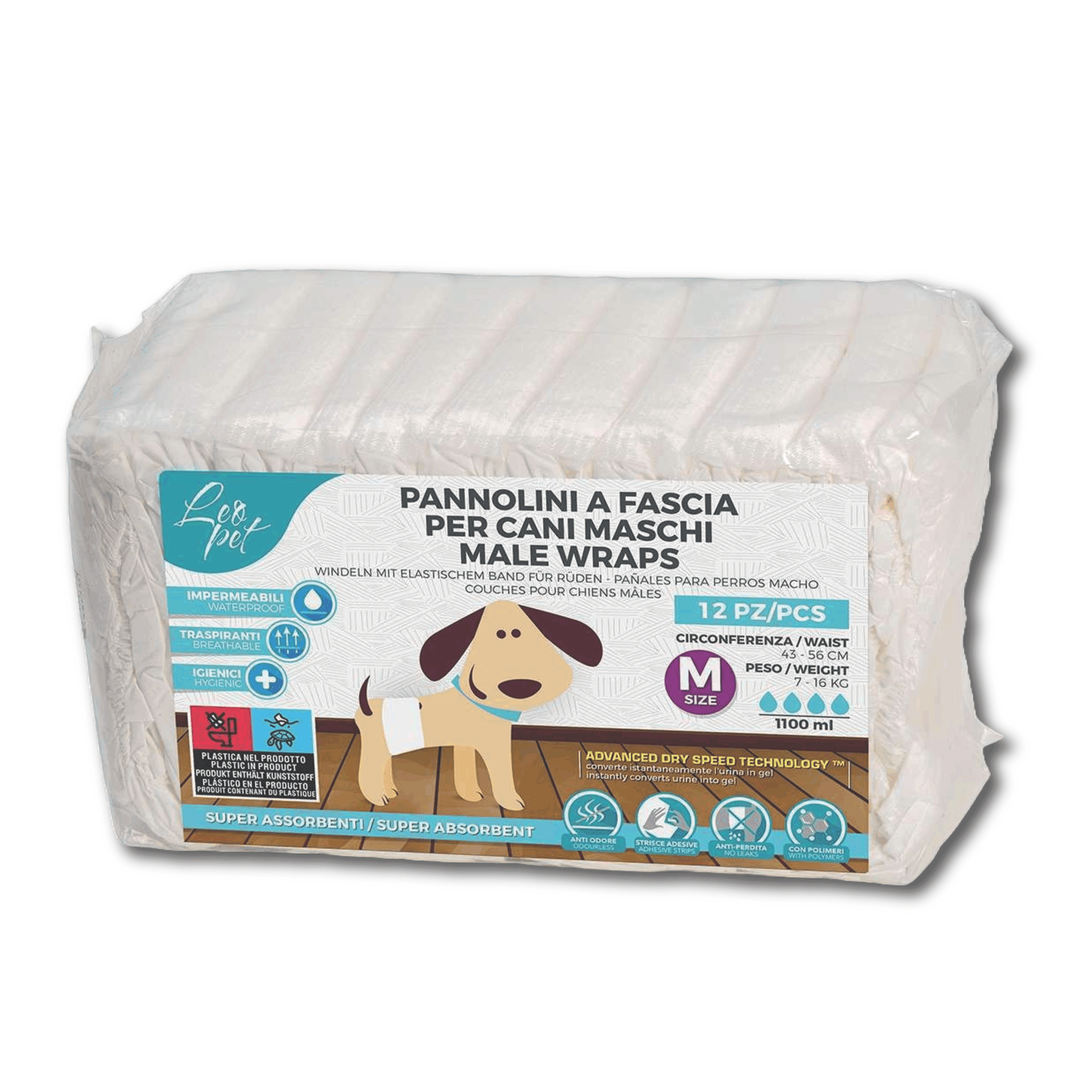 LeoPet Pannolini a Fascia per Cani Maschi - M