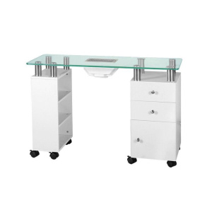 Activeshop Scrivania In Vetro Con Assorbitore 013B, Bianco
