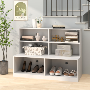 Costway Scarpiera da ingresso di armadio e panchina 2-in-1 per soggiorno, Scarpiera da ingresso con 6 cubi e 2 kit antiribaltamento Bianco
