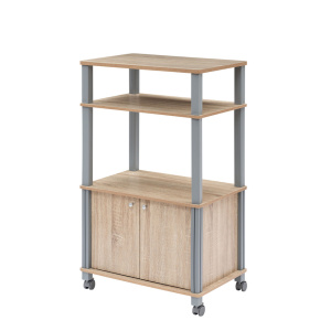 Costway Carrello da cucina con ripiani e armadietto, Carrello portavivande per microonde 60 x 40 x 98 cm Naturale
