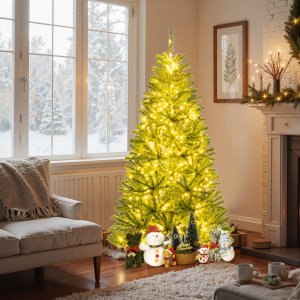 Costway Albero natalizio con 700 luci LED modalità e luminosità regolabili, 180cm albero di natale artificiale pre-illuminato Verde