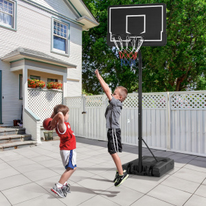 Costway Canestro da basket portatile con base riempibile tabellone in policarbonato, Canestro regolabile da 2,1 a 2,6m