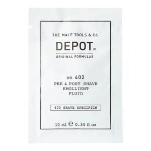 Depot, 400 Specifiche per la rasatura n. 402, Oli essenziali, Fluido lenitivo, pre e post rasatura, 10 ml