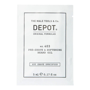 Depot, 400 Specifiche per la rasatura n. 403, Pepe nero fresco, Addolcente, Olio pre-rasatura, 5 ml