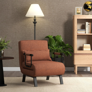 Costway Divano letto trasformabile con schienale regolabile in 6 posizioni cuscino rimovibile, Divano chaise lounge Caffè