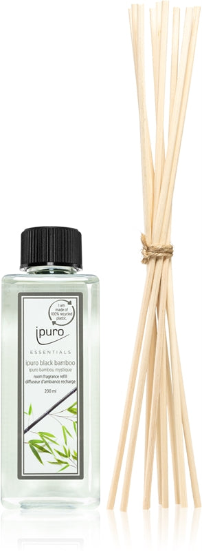 ipuro Essentials Black Bamboo ricarica per diffusori di aromi + bastoncini di ricarica per diffusori di aromi + bastoncini di ricarica per diffusori d