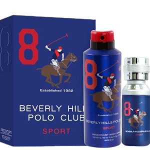 Set regalo Beverly Hills Polo Club: 1982 – Sport 8, Eau de toilette, da uomo, 100 ml + 1982 – Sport 8, antitraspirante, deodorante spray, da uomo, 175