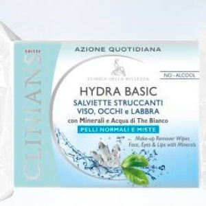 Clinians Hydra Basic Salviette Struccanti Viso, Occhi E Labbra Pelli Normali E Miste 25 Pezzi