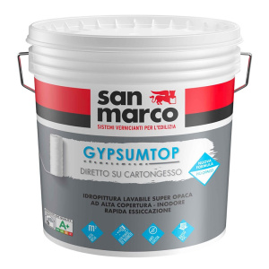 Idropittura lavabile per cartongesso Gypsumtop San Marco opaca per interni (Secchio da 4Lt o 14Lt)