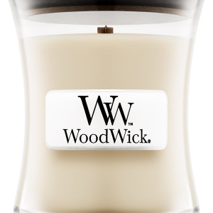 Woodwick Linen candela profumata con stoppino in legno 85 g