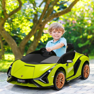 Costway Macchina cavalcabile per bambini con telecomando e luci LED, Veicolo elettrico a batteria 12 V Verde