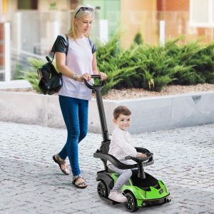 Costway Auto da gioco per bambini 18-36 mesi con funzione di spinta scatola di stoccaggio, Macchina di lamborghini Verde