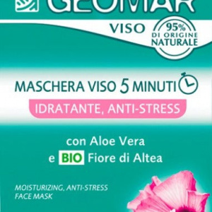 Geomar Maschera Viso 5 Minuti Idratante Antistress Con Fiore Di Altea Biologico E Aloe Vera 2 Dosi Da 15 Ml