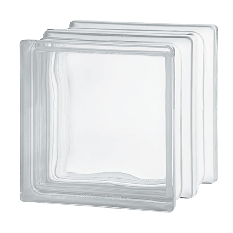 Mattone vetrocemento Dakota ondulato bianco resistenza fuoco EI60, 190x190x160mm (Confezione da 2 pezzi)