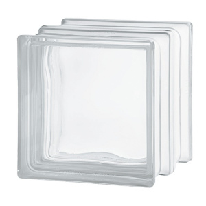 Mattone vetrocemento Dakota ondulato bianco resistenza fuoco EI90, 190x190x160mm (Confezione da 2 pezzi)