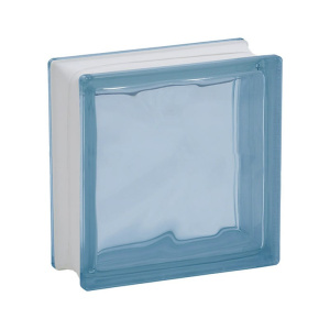 Mattone vetrocemento Dakota ondulato blu, 190x190x80mm (Confezione da 10 pezzi)