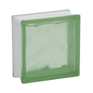 Mattone vetrocemento Dakota ondulato verde, 190x190x80mm (Confezione da 10 pezzi)