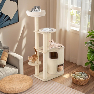 Costway Albero per gatti 151 cm con condo a 2 piani, Torre multi – livello con accessori per gatti da interno