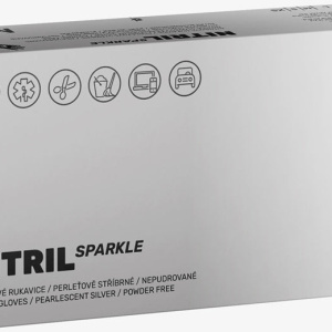 Espeon Nitril Sparkle Pearlescent Silver guanti in nitrile senza polvere taglia M 2× 50 pezzi