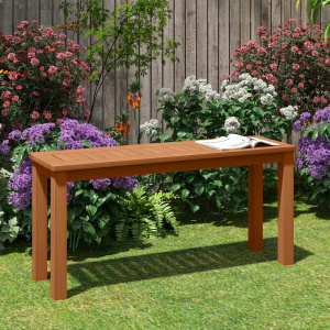 Costway Panchina in legno da esterno con sedile a listoni, Panchina da pranzo senza schienale per patio Naturale