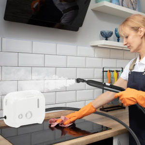 Costway Pulitore vapore portatile 1600w, Vaporizzatore domestico serbatoio acqua 1L ,Si riscalda in 10 secondi Bianco