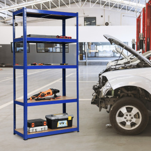 Costway Scaffale con 5 livelli salva spazio, Organizer con struttura in acciaio resistente portata 875kg 40x90x180cm Blu