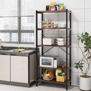 Costway Scaffale multifunzionale per stoccaggio struttura in metallo, Mensola da cucina con 5 ripiani stile industriale