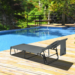 Costway Sedia pieghevole con foro per il viso cuscini rimovibili schienale regolabile in 5  livelli, Sedia a sdraio Grigio