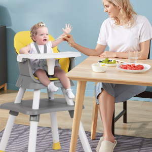 Costway Seggiolone per neonati con imbracatura a 5 punti cuscino rimovibile, Seggiolone per bambini convertibile Giallo