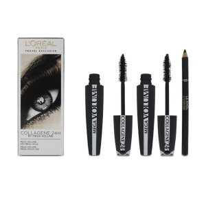 Set L’Oreal Paris: Mega Volume Collagene 24h Extra, Mascara, Nero, 2 pezzi, 9 ml + Contour Khol, Eyeliner Kohl, Nero, 1,2 g