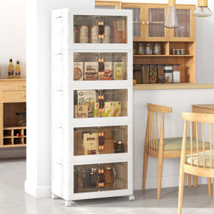 Costway Set di contenitori impilabili con ruote bloccabili, Mobile in PP pieghevole con coperchi Bianco 59,5×37,5x169cm