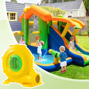 Costway Soffiatore ad aria da 850W con maniglia comoda e picchetti da terreno, 1880 pa Pompa ad aria per casa gonfiabile Giallo