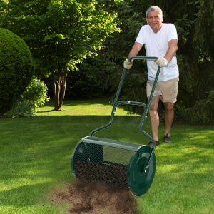 Costway Spargisfagno con aggiornamento delle serrature laterali e manico, Spargitore di muschio di torba da 68cm Verde