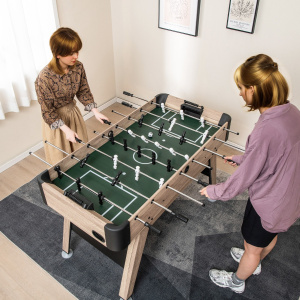 Costway 137cm Tavolo calcio balilla con 2 palle e 26 giocatori 2 segnatori a pergamena, Gioco calcistico con livelli regolabili Naturale