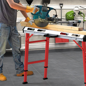 Costway Tavolo da saldatura 107x53cm con altezza regolabile, Tavolo da lavoro a carico 450 kg portatile e pieghevole Argento