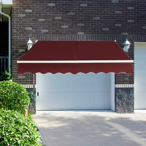 Costway Tenda parasole in alluminio con manovella e poliestere impermeabile, Tenda da sole retrattile 245x200cm Rosso
