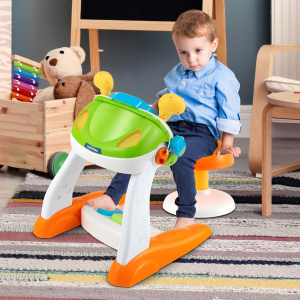 Costway Volante interattivo per bambini con sgabello luce musica, Giocattolo di guida educativo e didattico